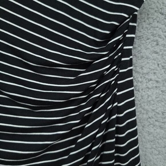 LOFT Black White Striped Jersey Knit Dress - Picture 5 of 9